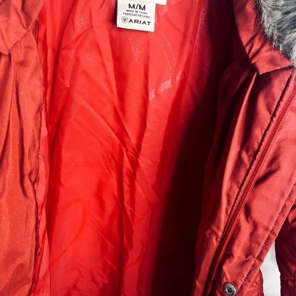 Ariat | Quilted Faux Fur Collar Puffer Coat Red Size M | NWOT - Picture 8 of 11